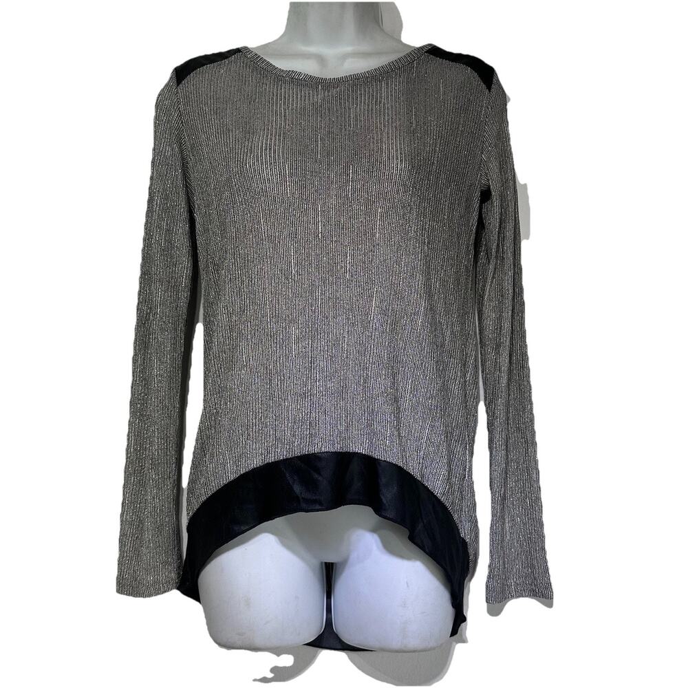 Generation Love Knit Gold Black Metallic Pleather Trim Blouse Top Size XS